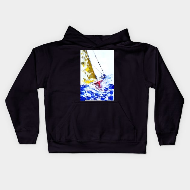 Red Yacht - Palette Knife Acrylic on Canvas Board Kids Hoodie by pops